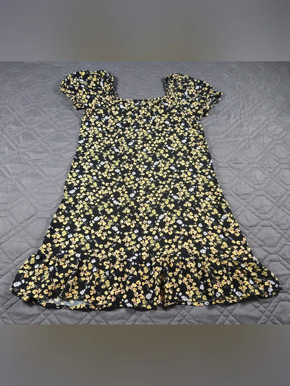 Love, Fire yellow floral ditsy mini dress Size XL